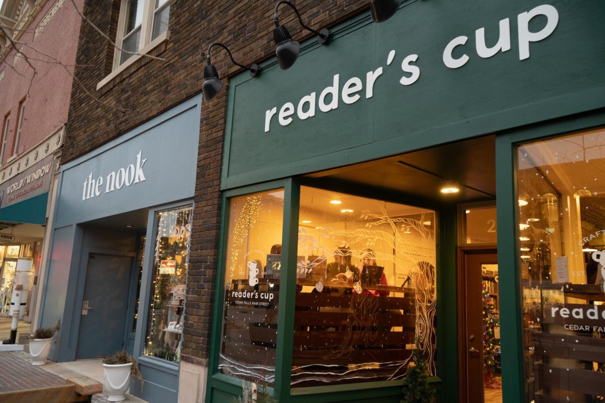 The Reader's Cup is a cafe located on Main Street in Cedar Falls. It is owned by the parents of Abby Olson, who co-owns the Nook, The Reader's Cup sister store.